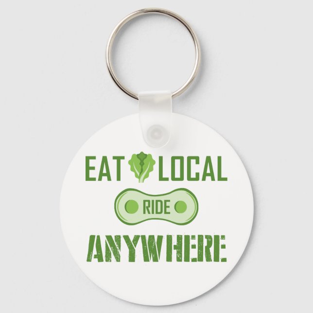 Porte-clés Manger Localement, Parcourir N'Importe Où (Recto)