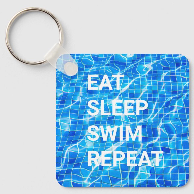 Porte-clés Manger Sommeil nage Répéter piscine aquatique aqua (Recto)