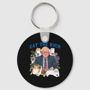 Porte-clés Mangez Bernie Sanders Riche Chat Floral Résiste De