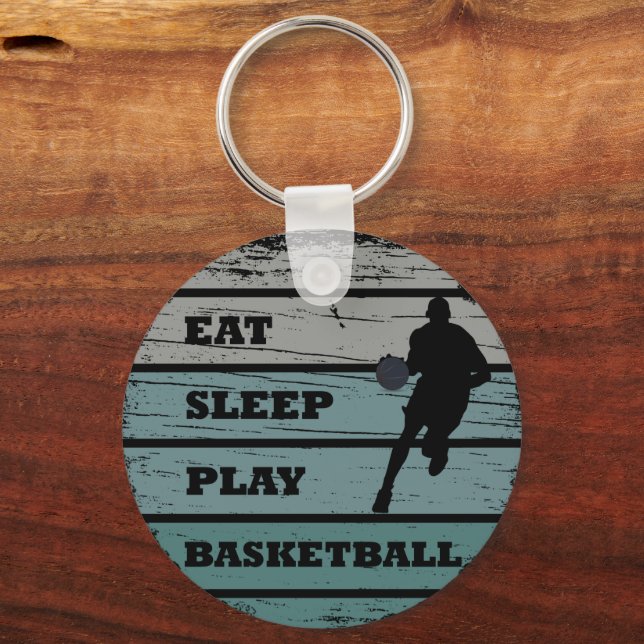 Porte-clés Mangez dormir jeu de basket-ball joueur rétro (Verso)