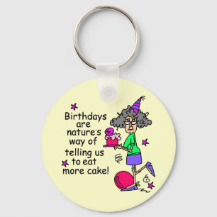Porte-clés Mangez plus de gâteau Humour d'anniversaire