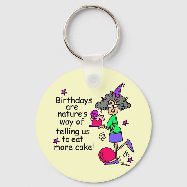 Porte-clés Mangez plus de gâteau Humour d'anniversaire (Recto)