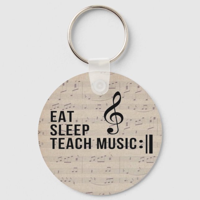 Porte-clés Mangez Sleep Teach Music Répéter Musique Humour (Recto)
