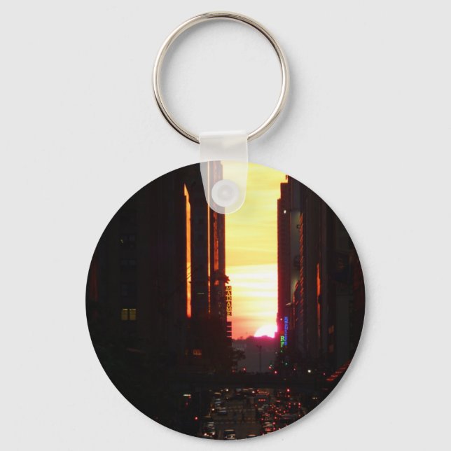 Porte-clés Manhattanhenge Coucher de soleil New York (Recto)