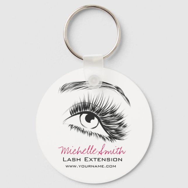Porte-clés Maquillage d'extension minimaliste noir et blanc (Recto)