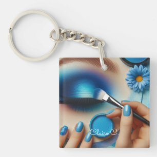 Porte-clés Maquillage Glam Bleu Personnalisé