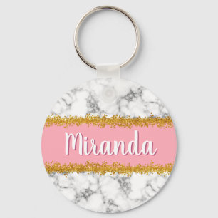 Porte-clés Marble Gold Parties scintillant Nom personnalisé