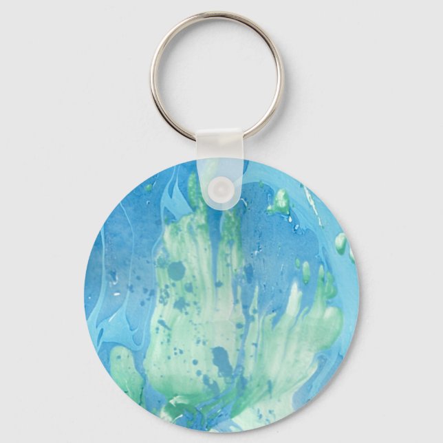 Porte-clés Marbre blanc bleu vert tendance look moderne (Recto)