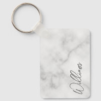 Marbre blanc Script moderne Clé de nom personnalis