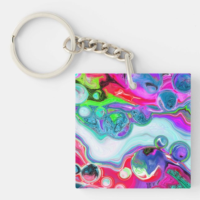 Porte-clés Marbre coloré Fluid Art (Devant)