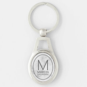 Porte-clés Marbre Personnalisé Monogramme&Nom Groomsmen