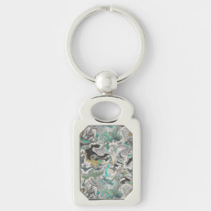 Porte-clés Marbrure de pierre avec veines de turquoise Rectan