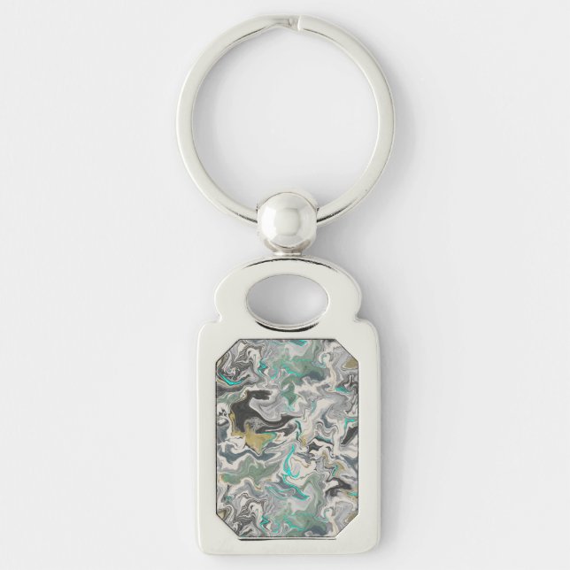 Porte-clés Marbrure de pierre avec veines de turquoise Rectan (Devant)