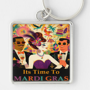 Porte-clés Mardi Gras Cocktail Party du milieu du siècle
