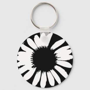 Porte-clés Marguerite folle - marguerite noire et blanche
