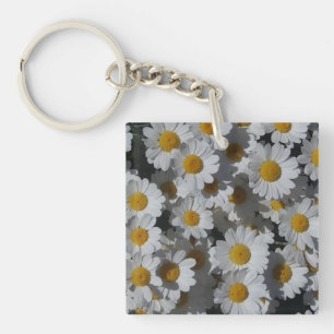 Porte-clés Marguerites blanches acryliques