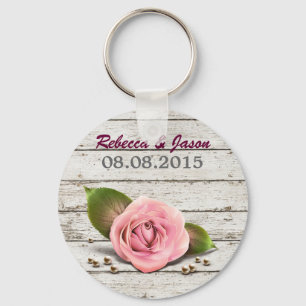 Porte-clés mariage campagnard français rose rose blanc