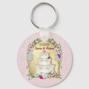 Porte-clés Mariage de gâteau de fleurs