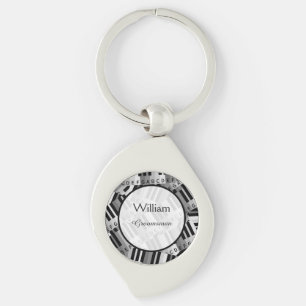 Porte-clés Mariage de piano noir et blanc