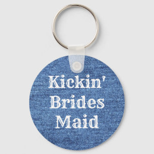 Porte-clés Mariage de thème bleu blanc Denim