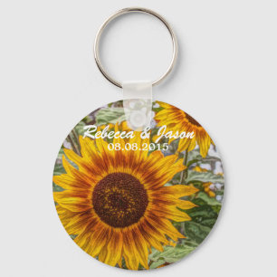 Porte-clés mariage de tournesol jaune du pays occidental