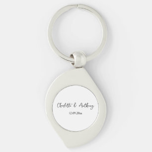 Porte-clés Mariage Élégant Script Creative Black White