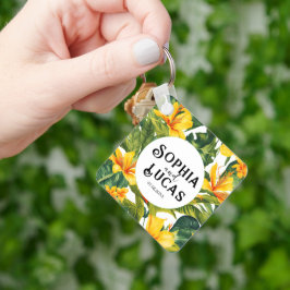 Porte-clés Mariage floral tropical jaune