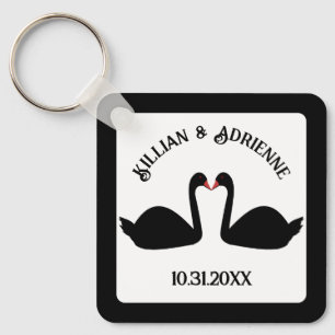 Porte-clés Mariage gothique Baiser Black Swans Personnalisé