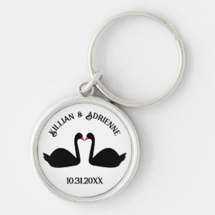 Porte-clés Mariage gothique Baiser Black Swans Personnalisé