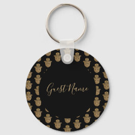 Porte-clés Mariage indien Gold hamsa Henna Nom d'hôte