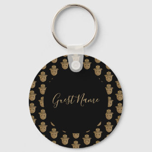 Porte-clés Mariage indien Gold hamsa Henna Nom d'hôte