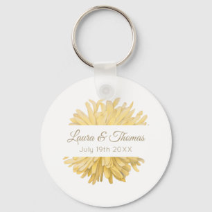 Porte-clés Mariage jaune et blanc