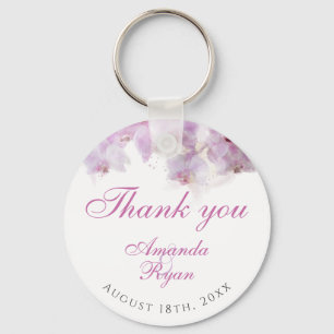 Porte-clés Mariage Merci d'aquarelle rose orchidée