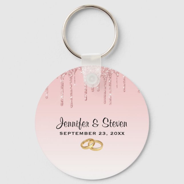 Porte-clés Mariage moderne  Rose Parties scintillant Drives & (Recto)