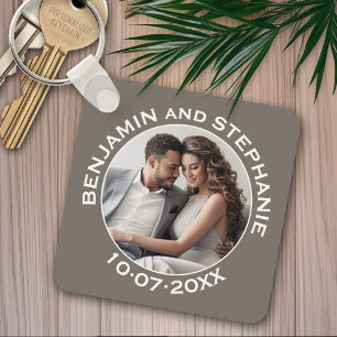 Porte-clés Mariage Première photo de Noël Nom et année per