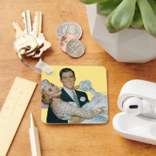 Porte-clés Mariage vintage Nouveaux mariés, Mariée heureuse e