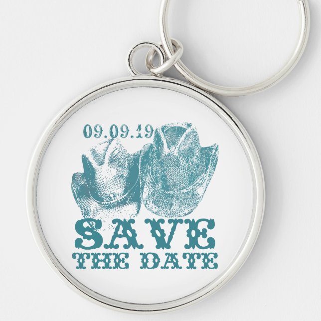 Porte-clés Mariages Vintage Occidentaux Aquamarine (Devant)