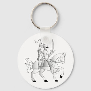 Porte-clés Mariée avec chevalier en armure brillante