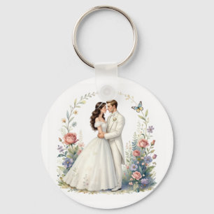 Porte-clés Mariée Romantique Marié Couple De Mariage Élégant
