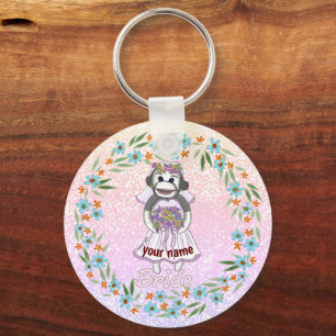 Porte-clés Mariée singe en chaussette