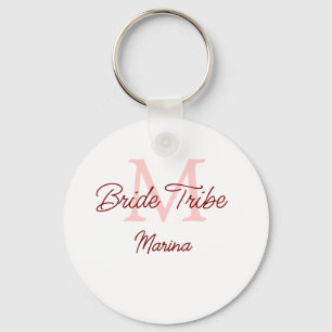Porte-clés Mariée tribe monogramme rouge douche nuptiale simp