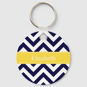 Porte-clés Marine Blue Lg Chevron Nom de l'ananas Monogramme
