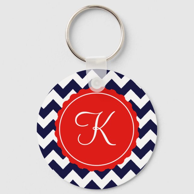 Porte-clés Marine et Red Zig Zag Personnalisé (Recto)