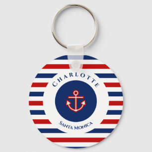 Porte-clés Marine marine Bleu Rouge Blanc rayures
