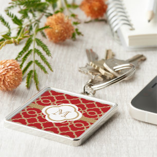 Porte-clés Marocain décoré d'un monogramme de rouge et d'or