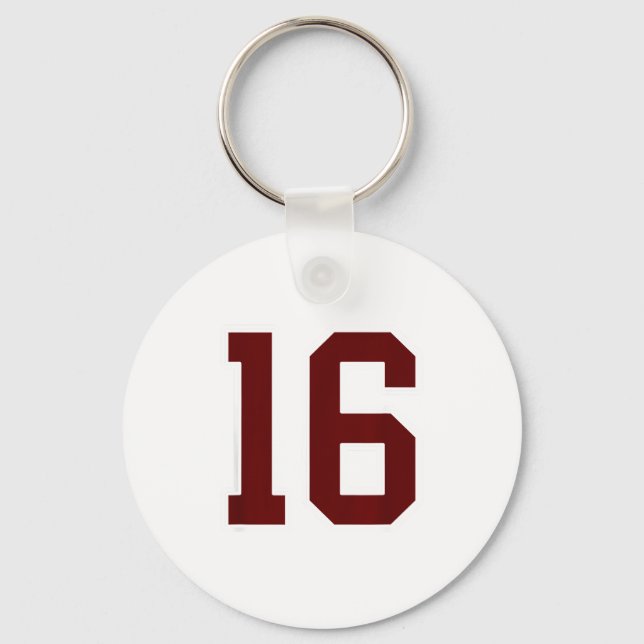 Porte-clés Maroon And White Number 16 Jersey Player Uniform # (Recto)
