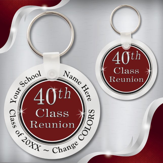 Porte-clés Maroon Blanc pas cher 40ème lycée Idées de Réunion (40th class reunion favors. Cheap memorable, 40 year class reunion ideas. 40th class reunion gifts.)