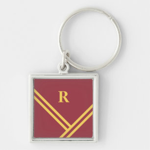 Porte-clés Maroon Gold Stripes Trending Colors Monogramme