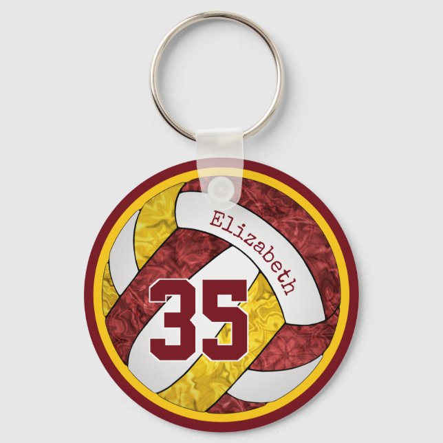 Porte-clés maroon or filles volleyball personnalisés cadeaux  (Recto)