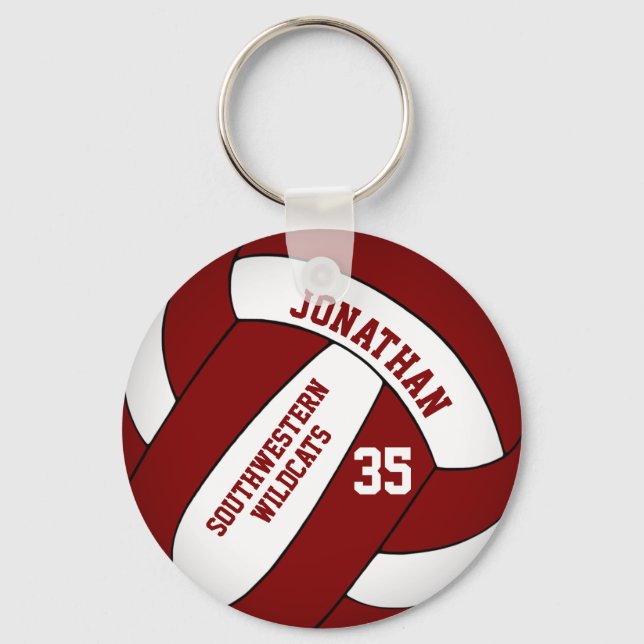 Porte-clés marron blanc personnalisées garçons volley-ball (Recto)